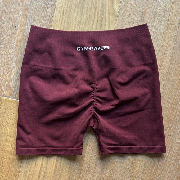 Gymreapers Burgundy Spandex Shorts - Picture 2 of 2